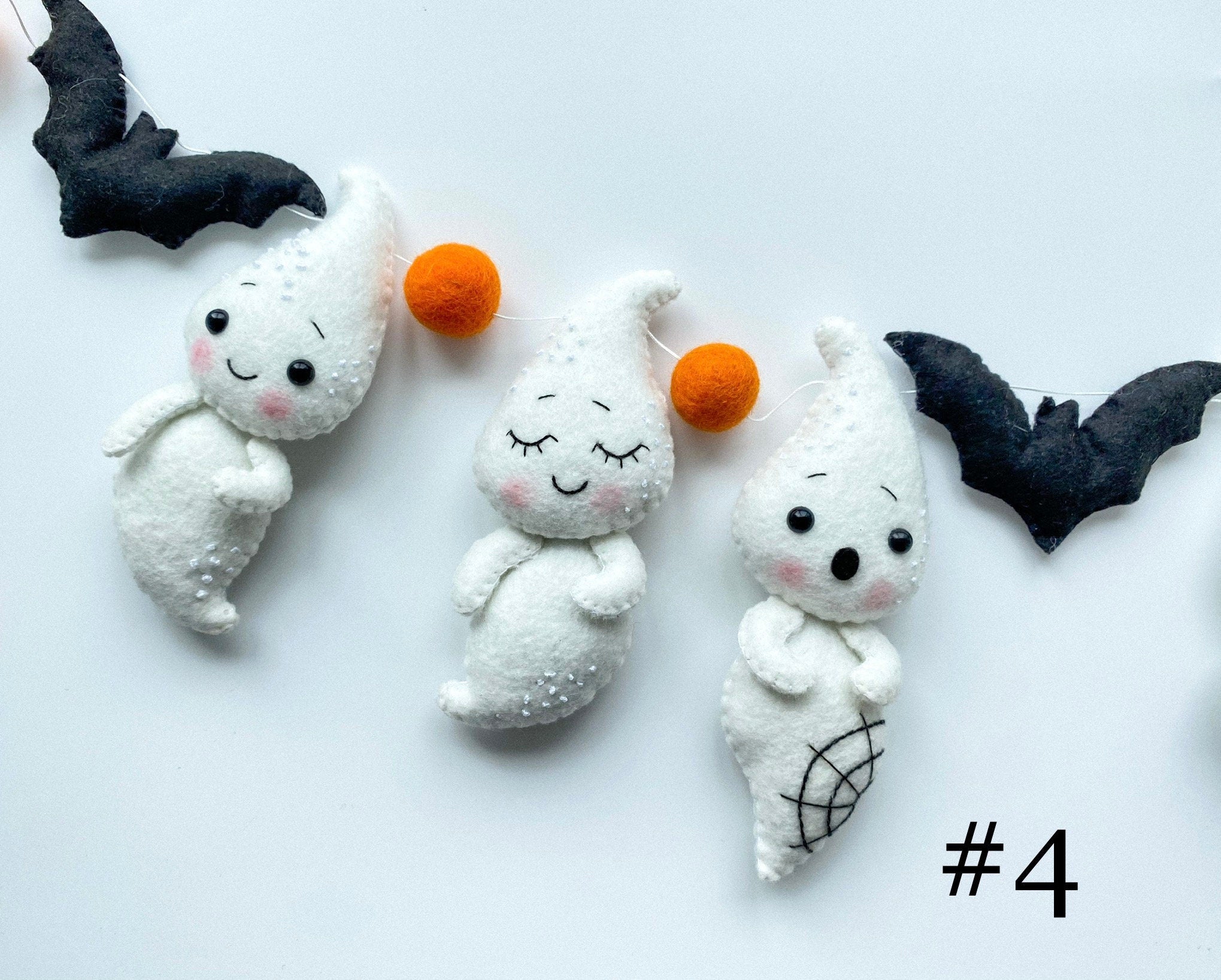 Halloween Ghost Garland – Felt Halloween Banner with Bats, Hearts and Ghosts - WoollyFox